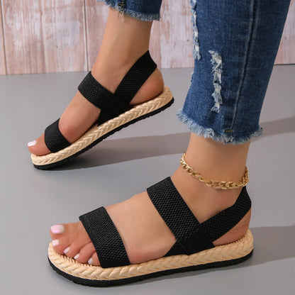 Ladies Double Lace Flat Sandals