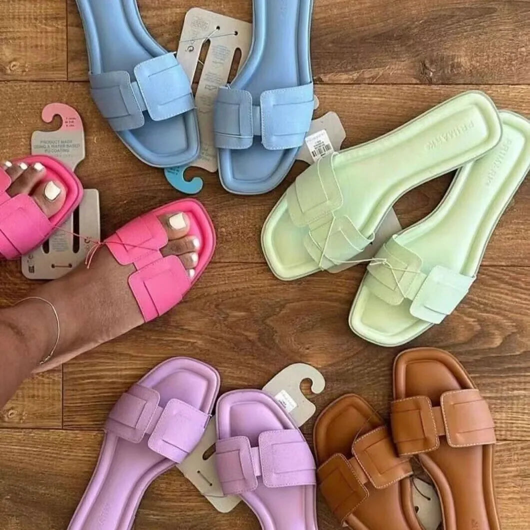 Women’s Casual Leather Flat Slippers