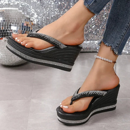 Crystal White Summer Platform Sandals