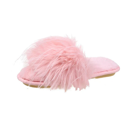 Autumn Women Feather Slippers