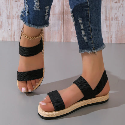 Ladies Double Lace Flat Sandals