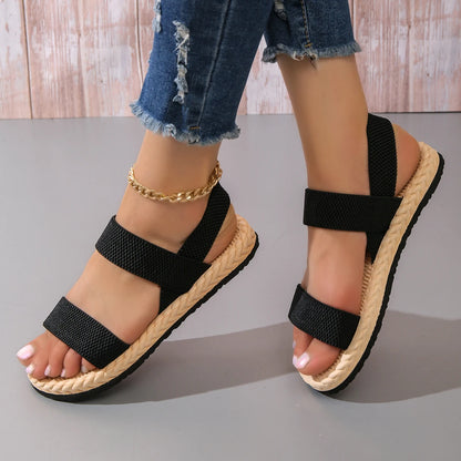 Ladies Double Lace Flat Sandals