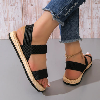 Ladies Double Lace Flat Sandals